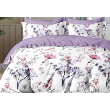 Pościel 200x220 biała w kwiaty PK672 z prześcieradłem